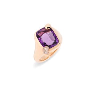 11853 Anello Pomellato Ritratto Oro Rosa Ametista e Diamanti Bianchi