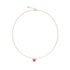 Collana Dodo Cuore Oro Rosa Rubino sintetico e diamanti