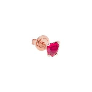32617 Orecchino Dodo Cuore Oro rosa e Rubino sintetico - singolo