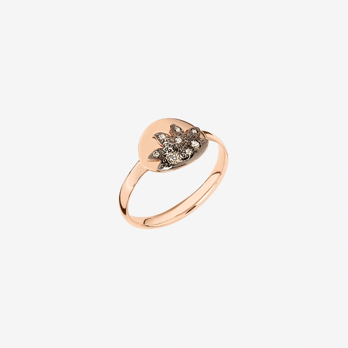Anello Dodo Moon e Sun - Sole in oro rosa e diamanti brown