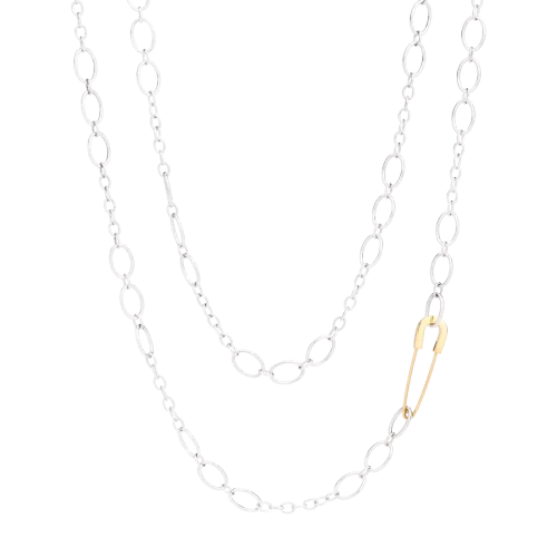 Collana Essentials in argento e spilla in oro giallo