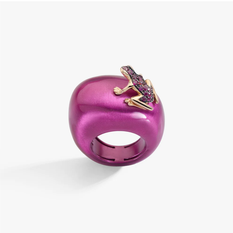 anello dada arrigoni rana metal fucsia