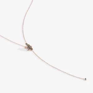 DHF01CA_RNDW_stesa Collana Dada Arrigoni Happy Frog Y-Shape in oro rosa e diamanti brown